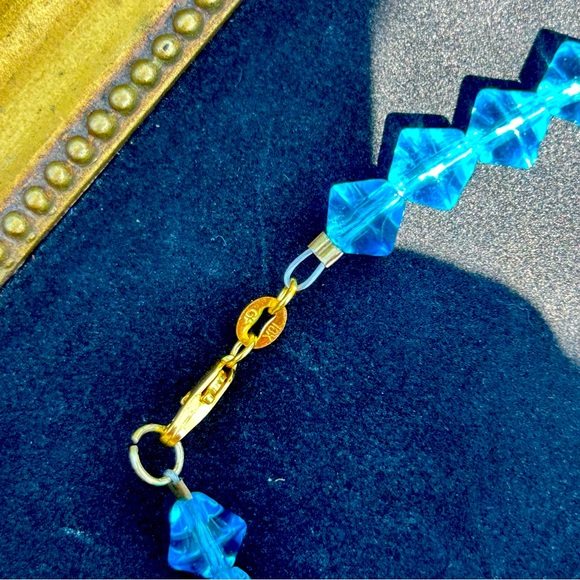Antique Blue Depression Glass beaded Necklace - Picture 3 of 5